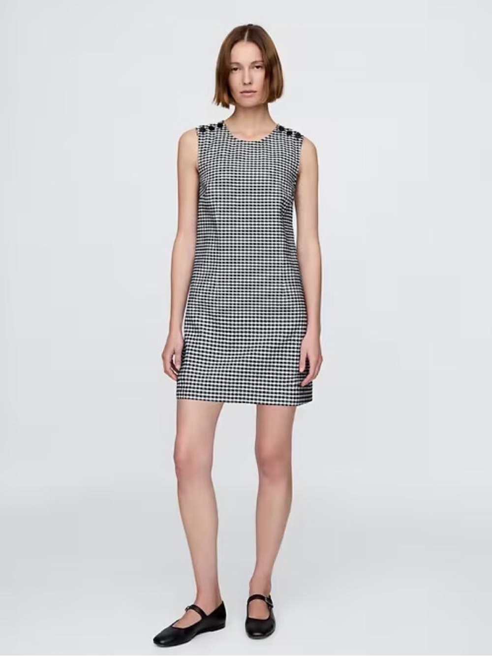 GAP x DOEN -  Black and White Gingham Sleeveless Shift Dress
